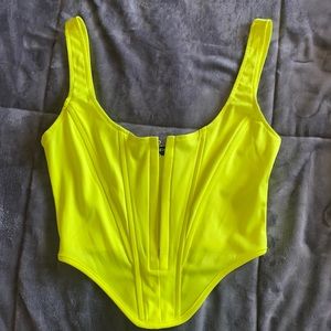 Shein Bright Neon Yellow Corset Top